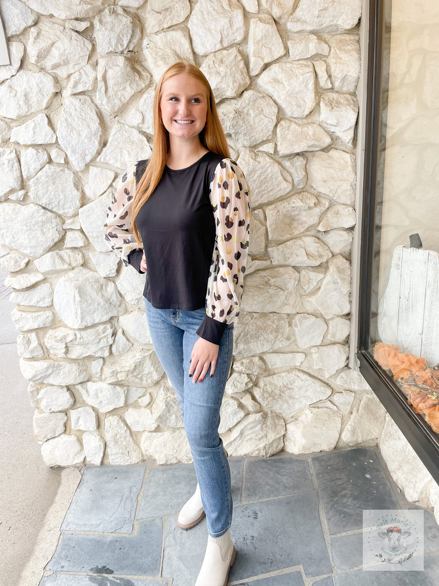 Leopard Dream Balloon Sleeve Top – Brit Marie's Country Boutique